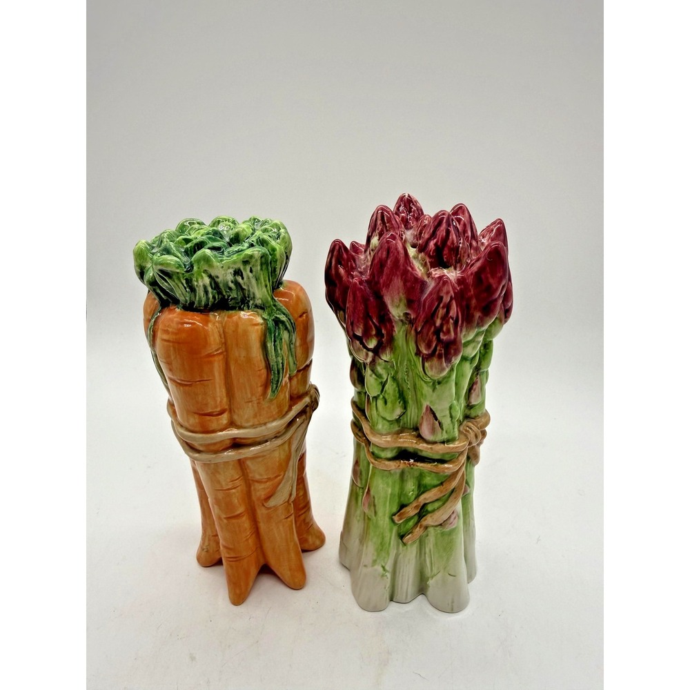Fitz And Floyd Salt Pepper Shakers Le Canard Asparagus Carrot Ceramic Cottage